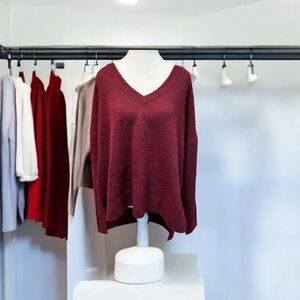 [NWOT] Lucky Brand | Wool Blend Red Burgundy V Neck Sweater (XL)